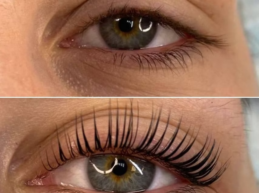 Lash lift, before and after